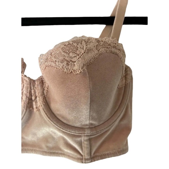 VICTORIA'S SECRET Womens Bra DREAM ANGELS Velvet Longline Beige Underwire 32C - Picture 4 of 7